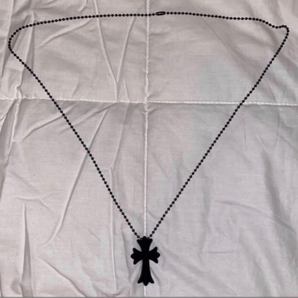 Silicone Black Chrome Hearts Unique Cross Logo stamped link 50CM On neck used